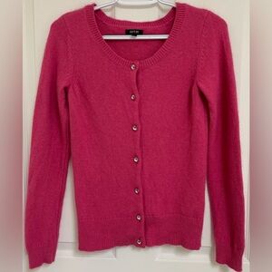 Soft Angora Pink Cardigan Sweater Jewel Buttons Womens Sz M Preppy Barbie Fairy